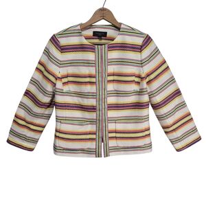 Talbots Multicolor Striped Tweed Jacket